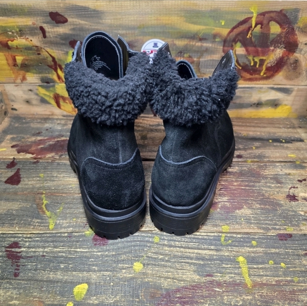 Ralph Lauren Women's Black Suede Shearling Lined Carlee Boots Size 10 New - Picture 6 of 10